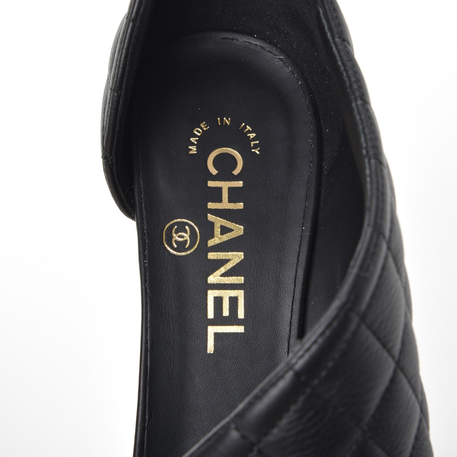 Chanel Calfskin Quilted Peep Toe Pumps 37 Black 7 of 8