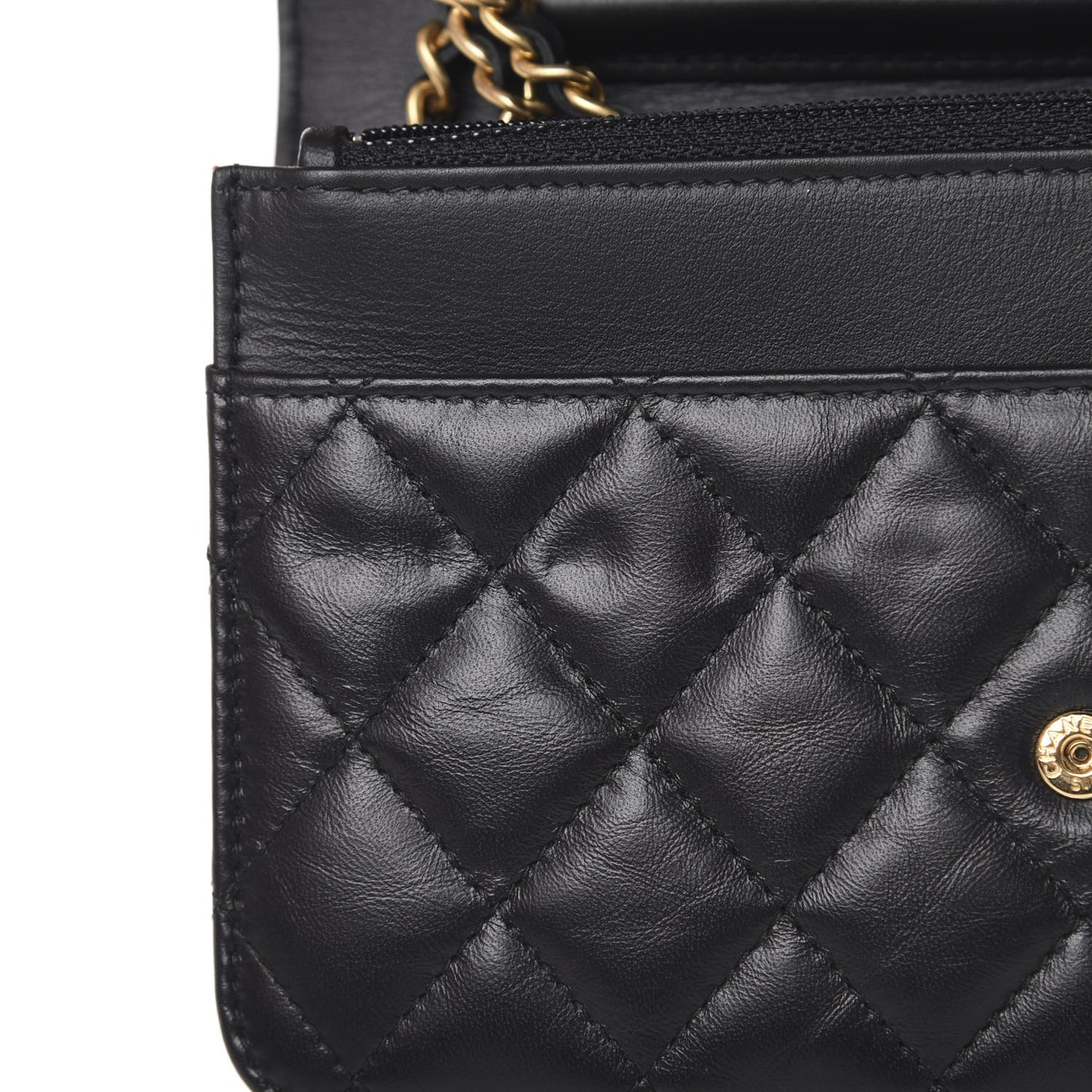 Aged Calfskin Quilted Lucky Charms 2.55 Reissue Wallet On Chain WOC Black