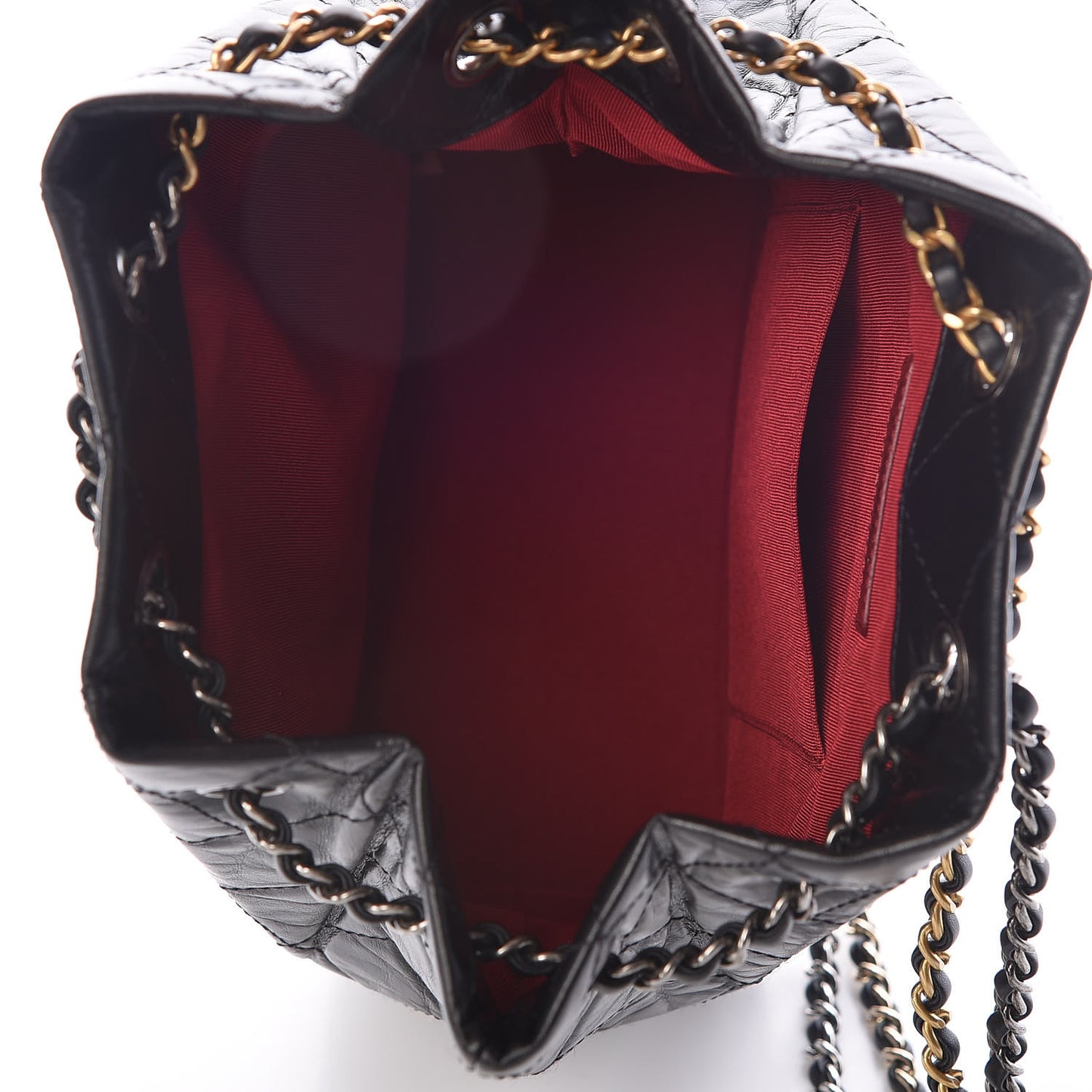 Aged Calfskin Quilted Small Gabrielle Backpack Black
