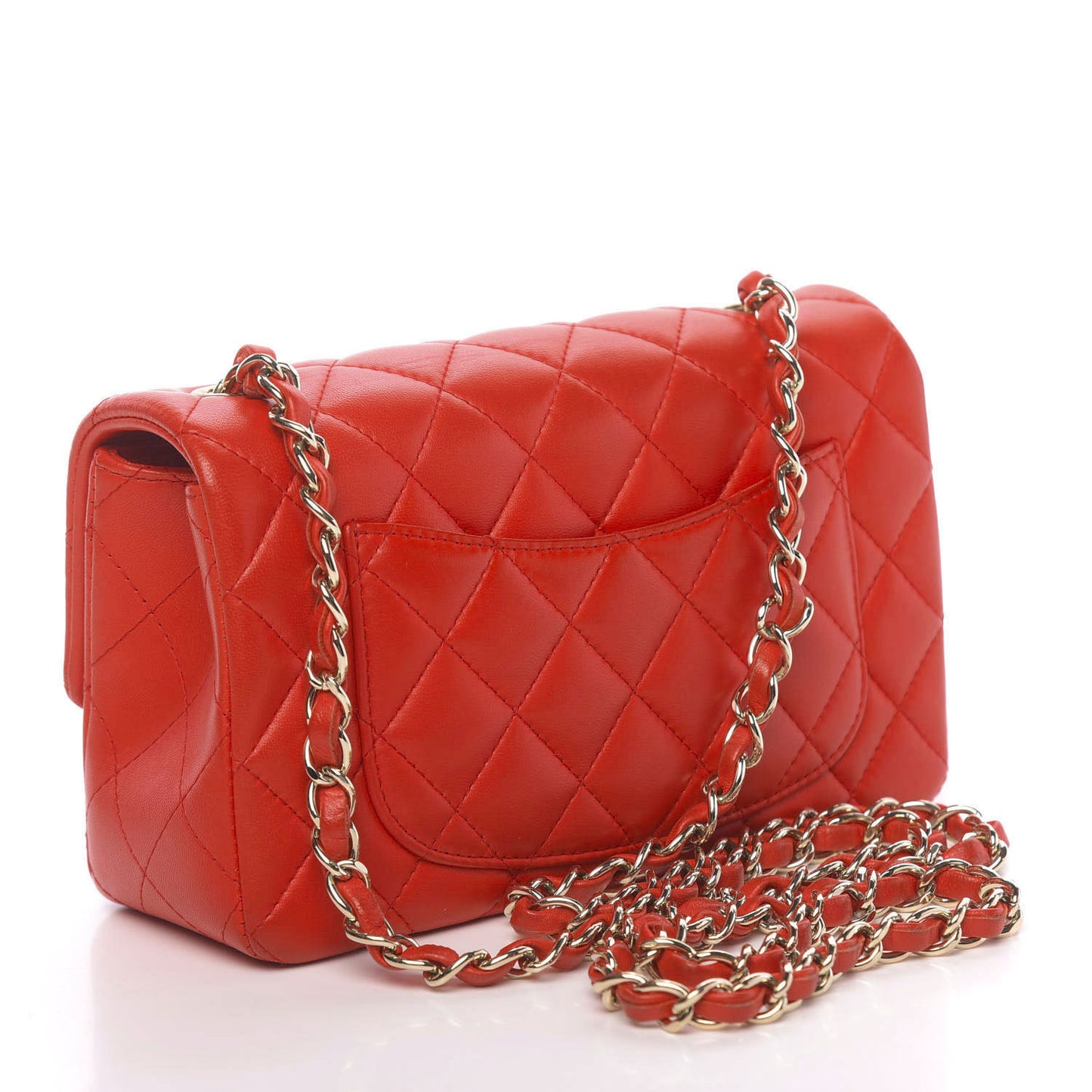 Lambskin Quilted Mini Rectangular Flap Red