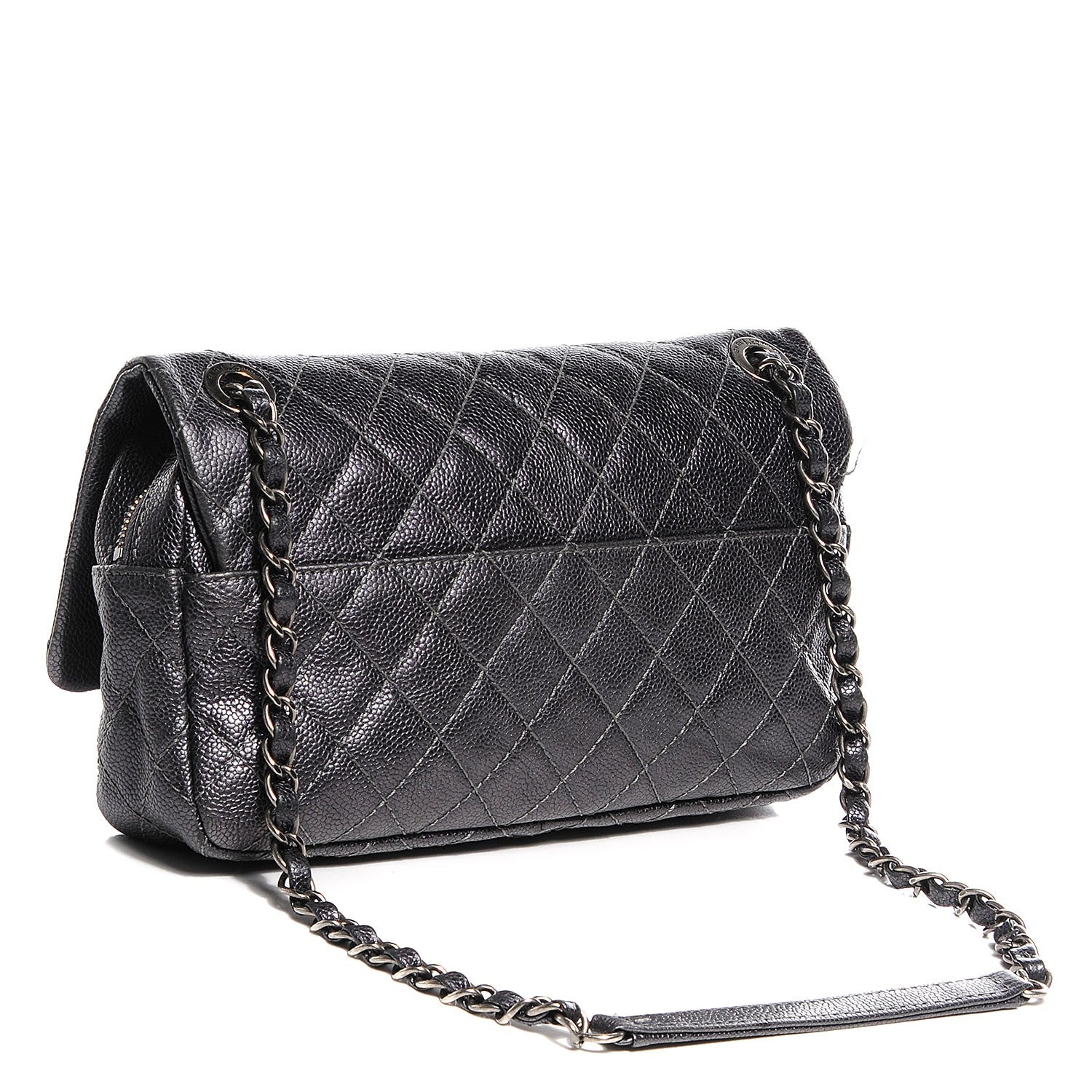 Chanel Iridescent Quilted Chic Caviar Small Flap Dark Silver 3 of 8