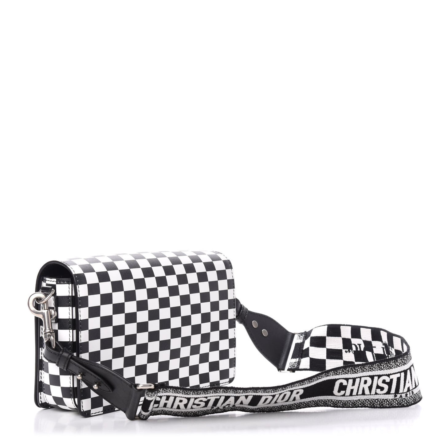 Smooth Calfskin Checkered Dio(r)evolution Flap Bag Black White