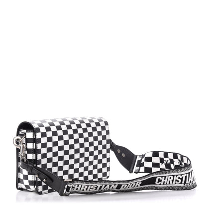 Christian Dior Smooth Calfskin Checkered Dio(r)evolution Flap Bag Black White 3 of 11