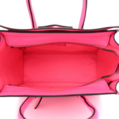 Celine Drummed Calfskin Nano Luggage Fuchsia 5 of 10