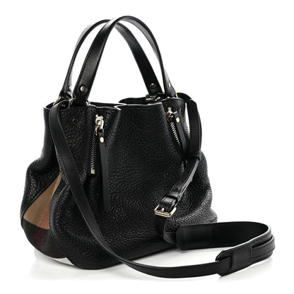 Burberry Grainy Calfskin House Check Small Maidstone Black 3 of 9