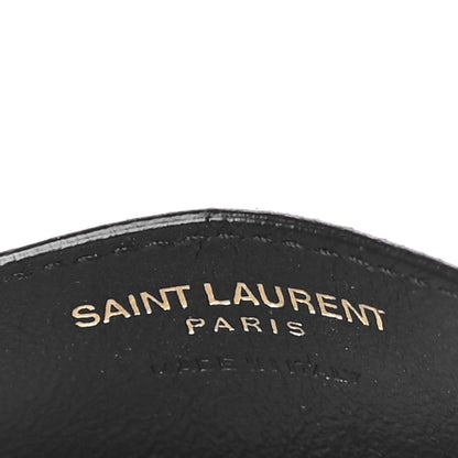 Saint Laurent Grain De Poudre Matelasse Chevron Monogram Credit Card Case Black 7 of 11