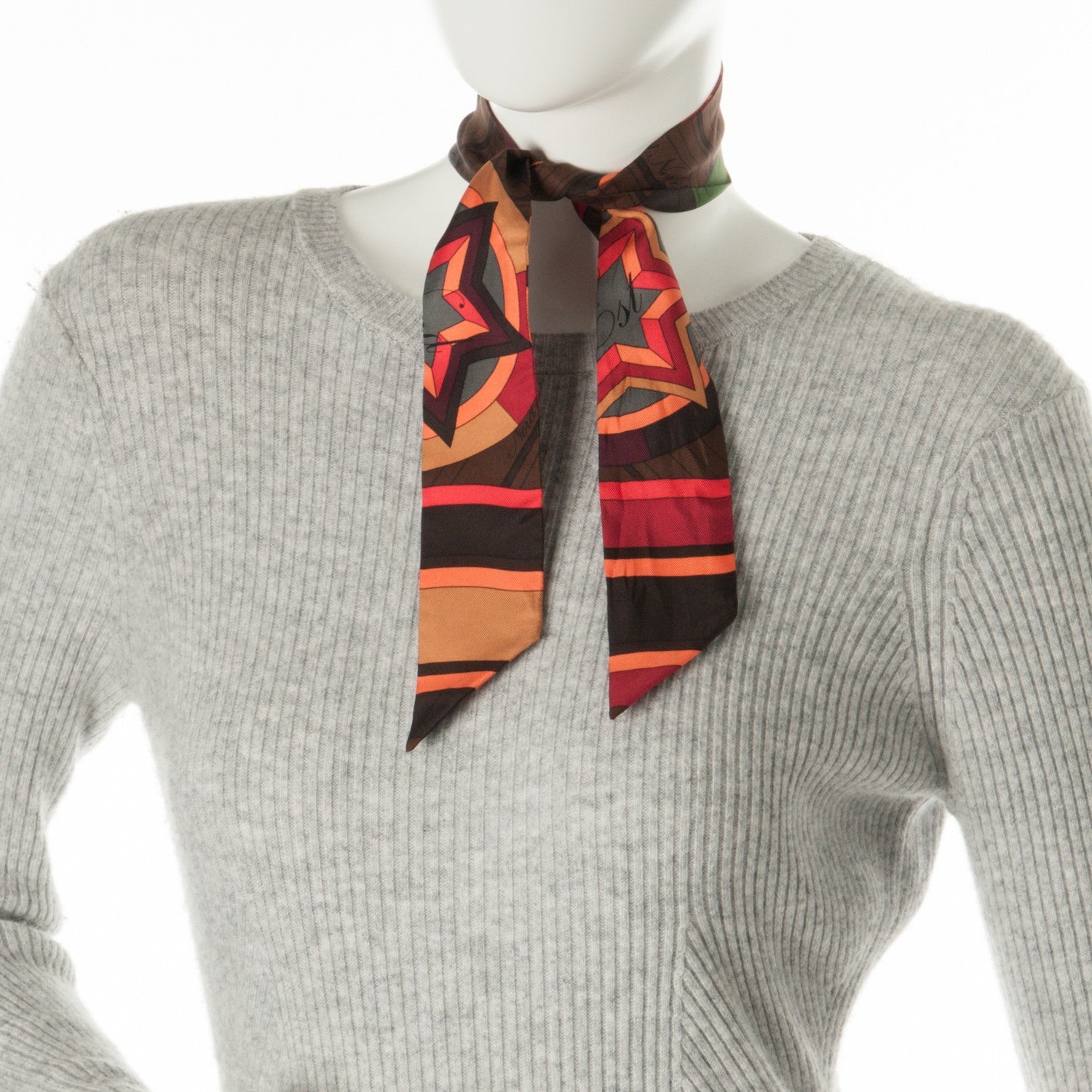 Hermes Silk La Rose Des Vents Twilly Marron Terracotta Vert 2 of 4