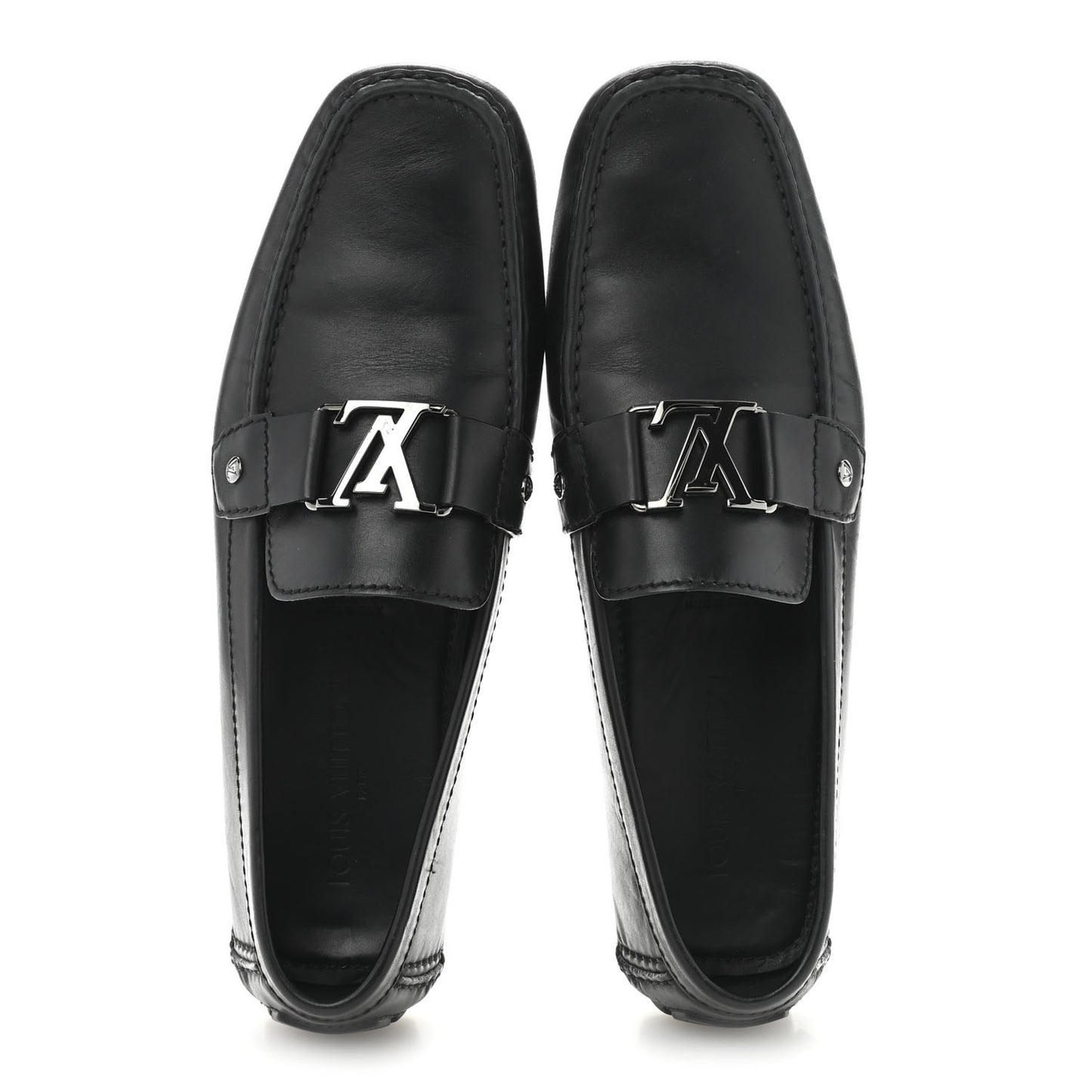 Calfskin Mens Monte Carlo Shoe Moccasin Loafers 11 Black