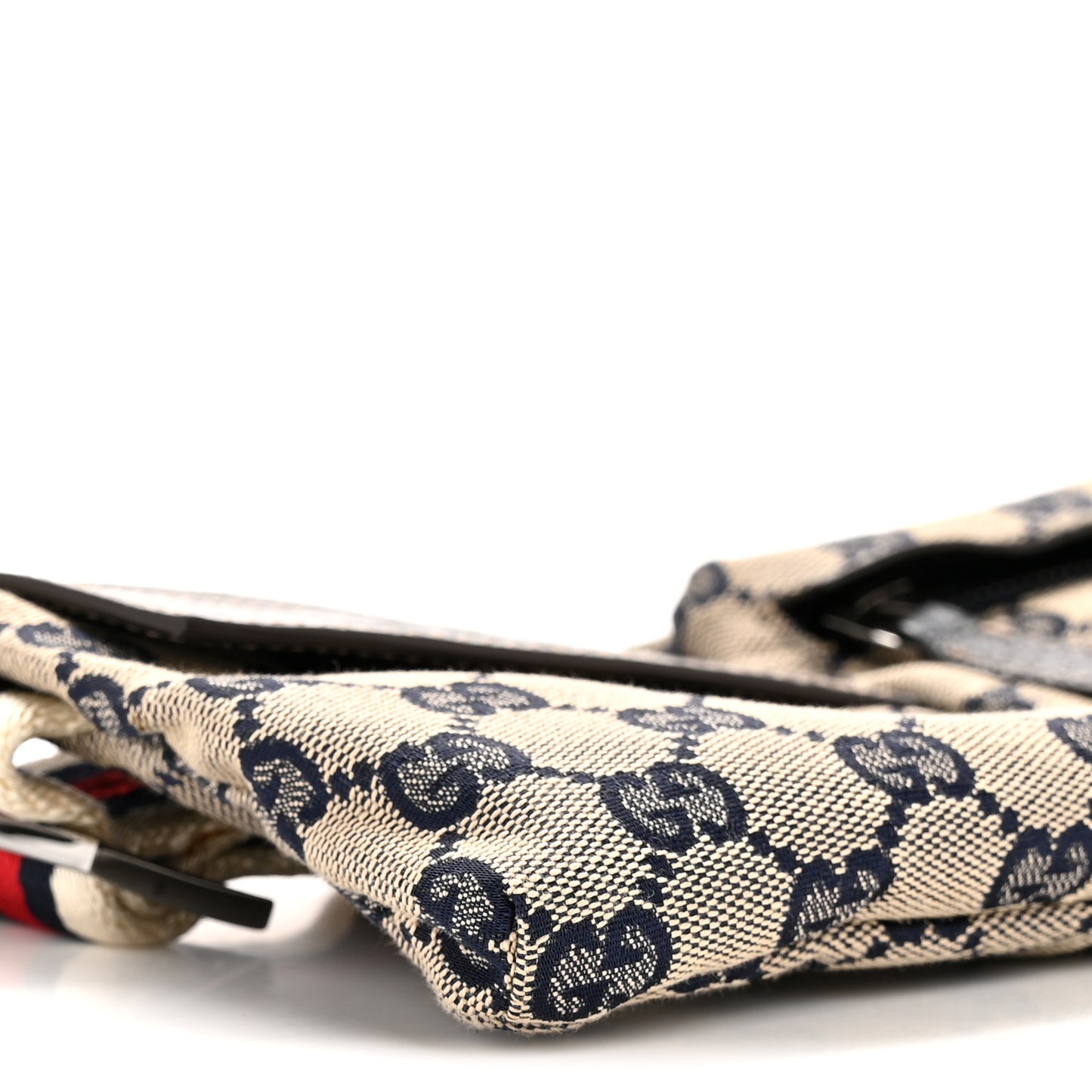 GG Monogram Web Double Pocket Belt Bag Navy