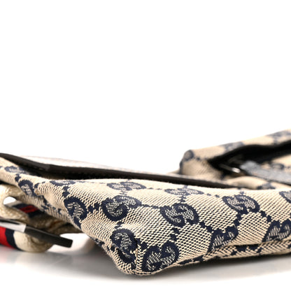 Gucci GG Monogram Web Double Pocket Belt Bag Navy 9 of 13