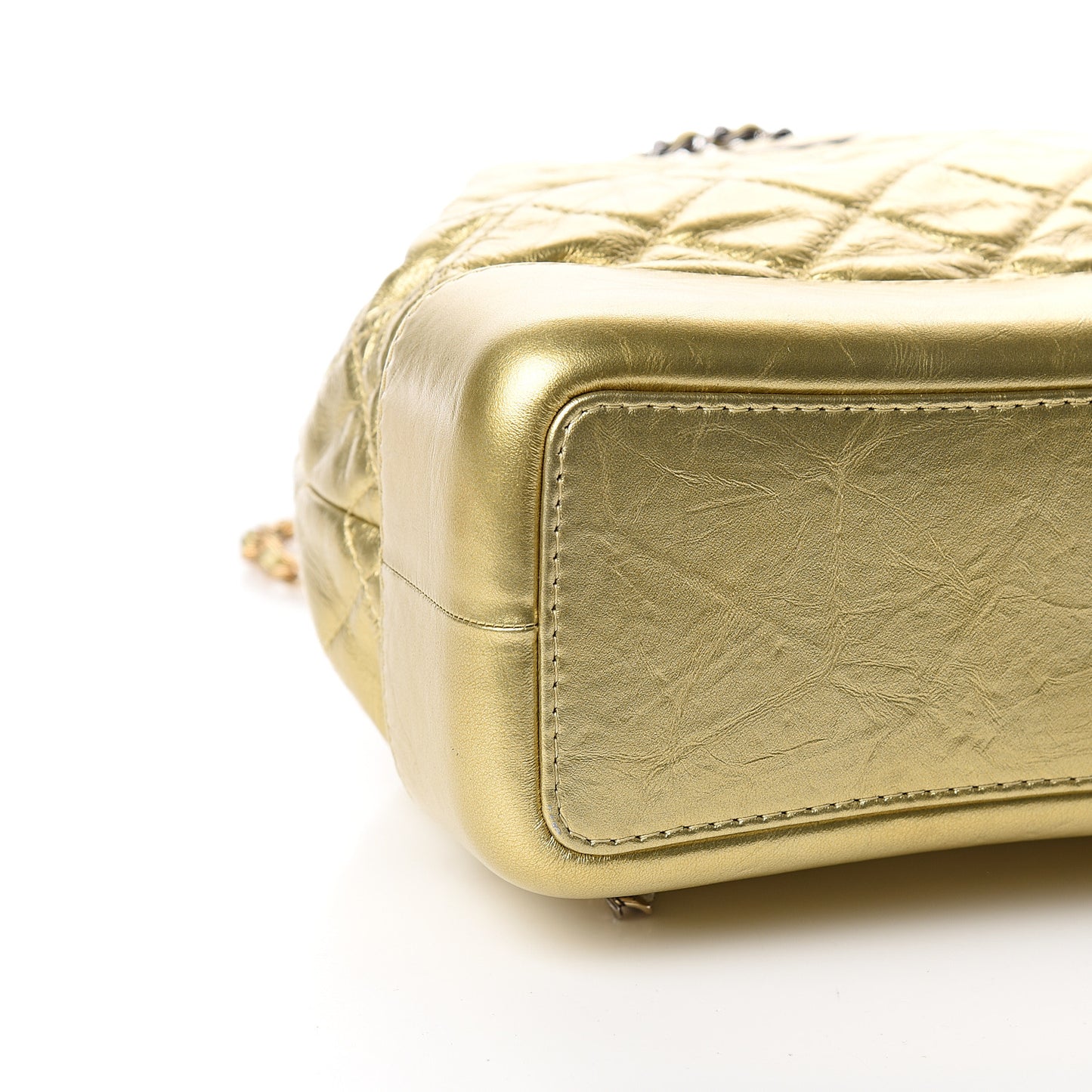 Metallic Lambskin Small Quilted Gabrielle Backpack Gold