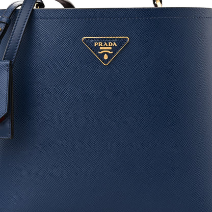 Prada Saffiano Cuir Medium Panier Bucket Bag Bleuette 7 of 11
