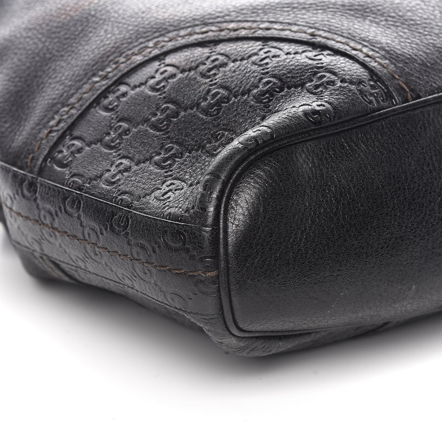 Leather Guccissima Trim Large Signoria Hobo Black