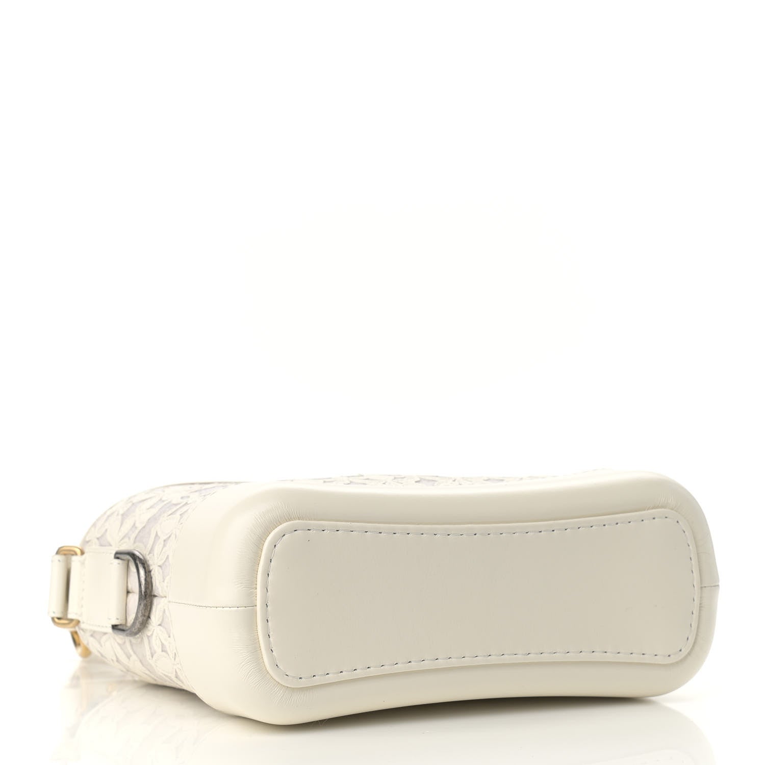 Chanel Calfskin Wool Felt Embossed Small Gabrielle Logo Hobo White 4 of 12