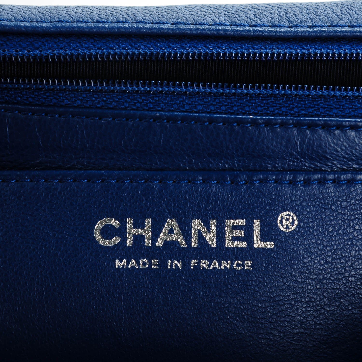 Chanel Washed Caviar Jumbo Single Flap Blue 7 of 8