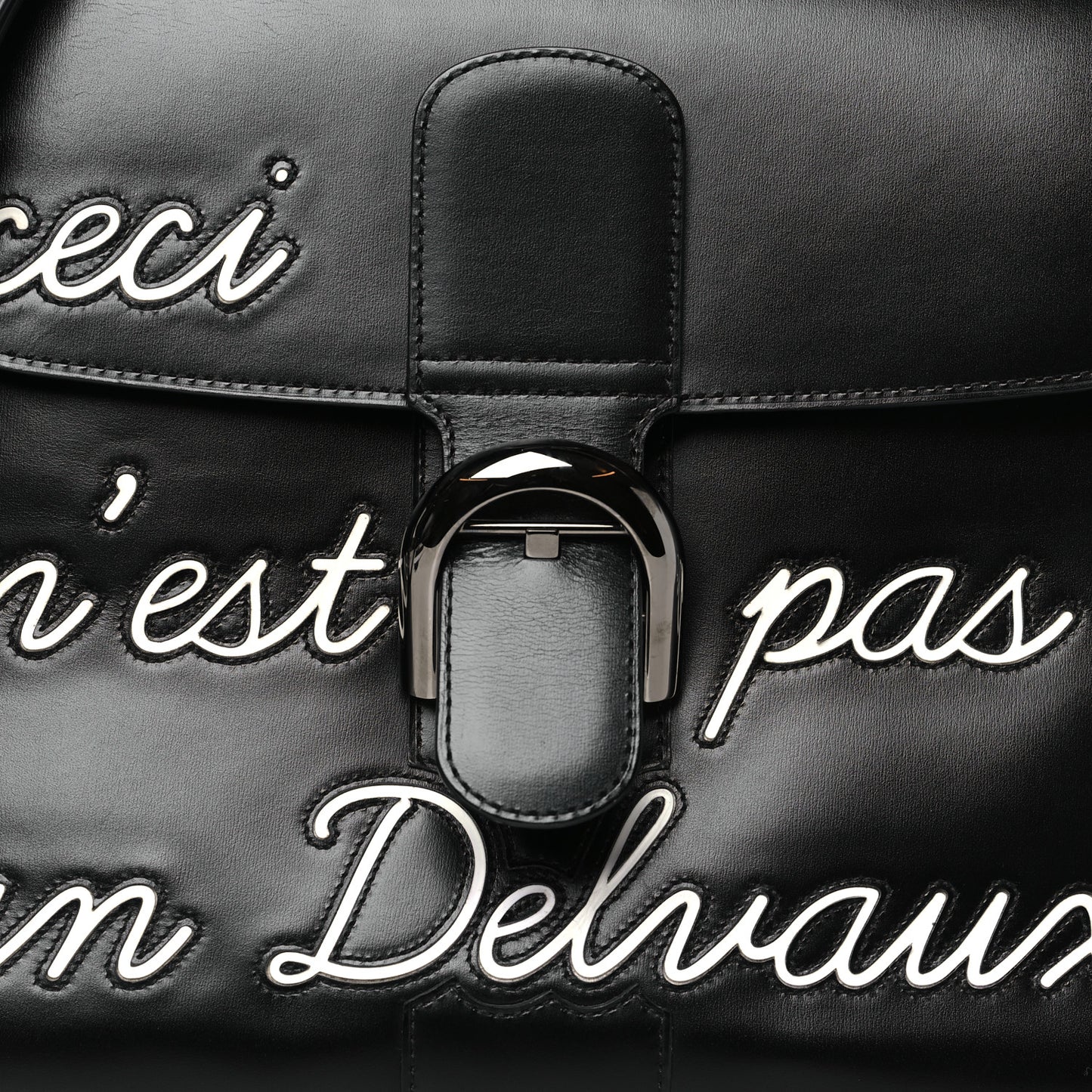Calfskin MM L'Humour Brillant Satchel Black