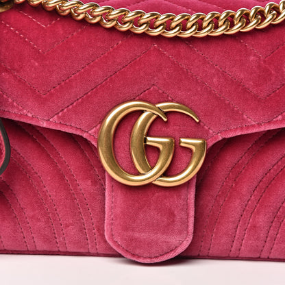 Gucci Velvet Matelasse Small GG Marmont Shoulder Bag Light Raspberry Rose 8 of 10