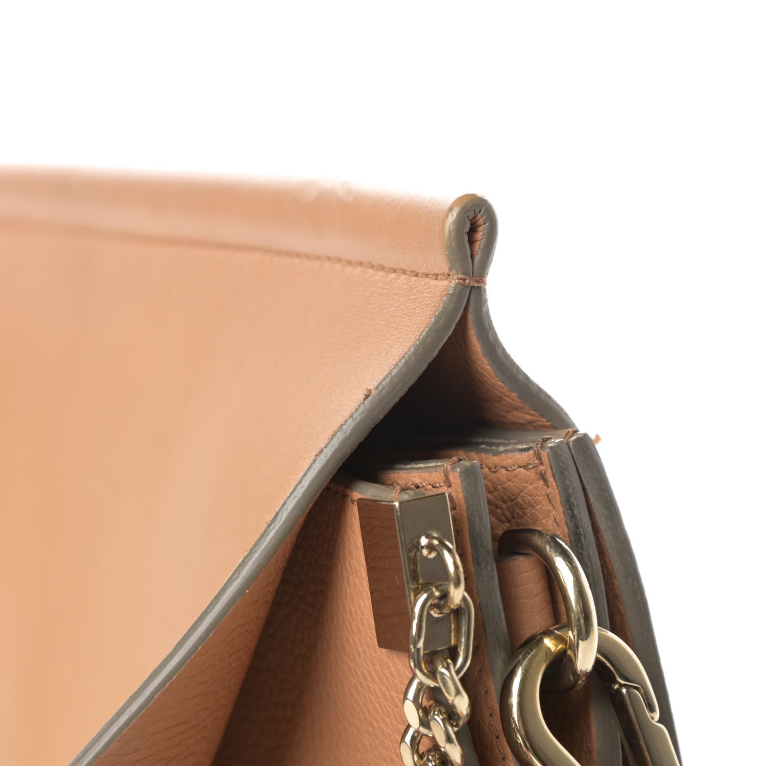 Chloe Grained Calfskin Smooth Lambskin Medium Faye Shoulder Bag Milky Coffee 12 of 15