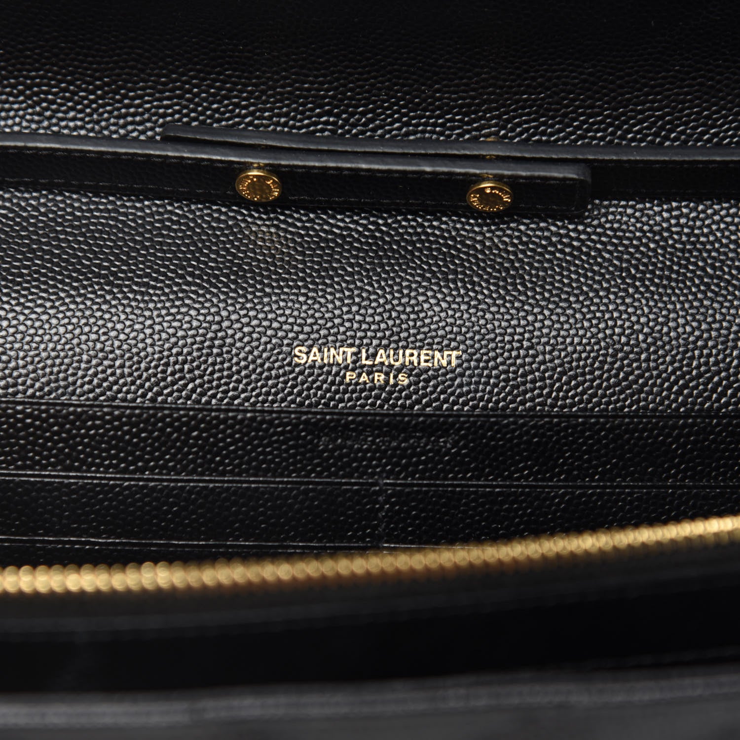 Saint Laurent Grain De Poudre Matelasse Chevron Monogram Chain Wallet Black 8 of 10