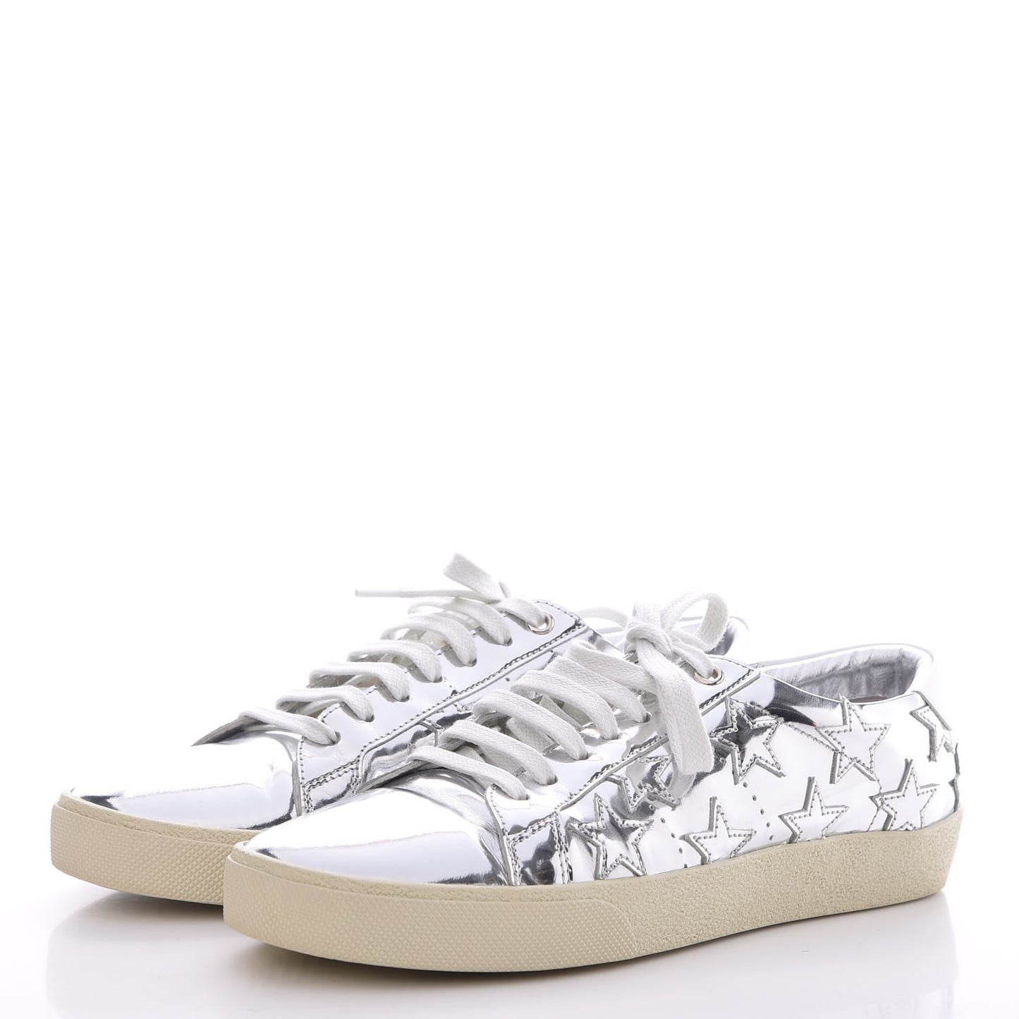 Vitellino Laminato Star Sneakers 39 Argento