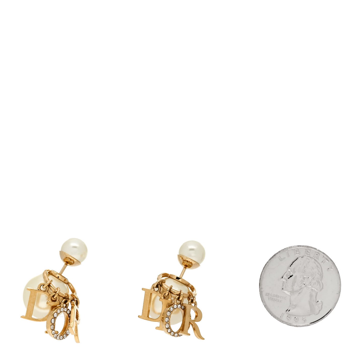 Pearl Crystal Tribal Logo Charms Earrings Gold