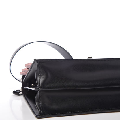 Fendi Vitello Liberty Lucido Pequin Inlay Studded Kan I Shoulder Bag Black Multicolor 6 of 9