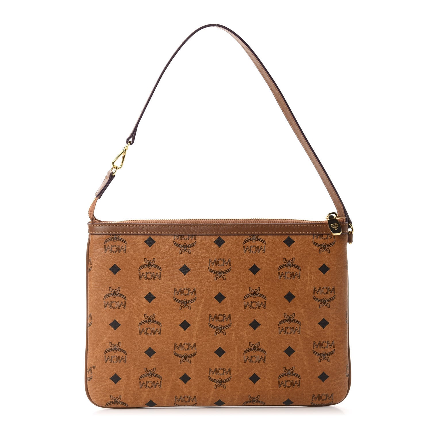 MCM Visetos Medium Stark Wristlet Pouch Cognac 1 of 10