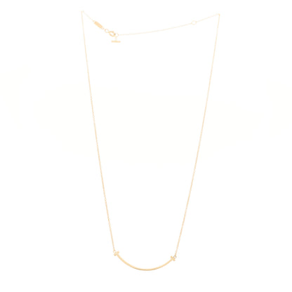 Tiffany 18K Yellow Gold Small T Smile Pendant Necklace 3 of 5