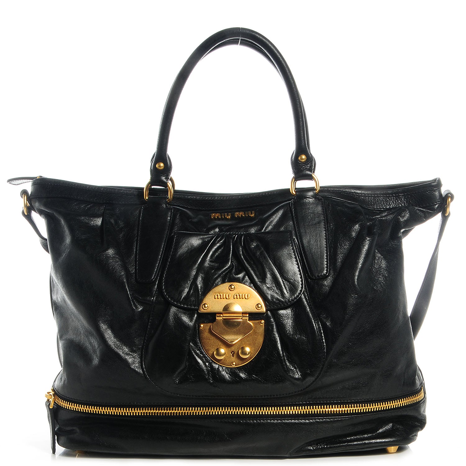 Miu Miu Vitello Twist Satchel Black 1 of 8