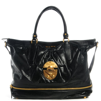 Miu Miu Vitello Twist Satchel Black 1 of 8
