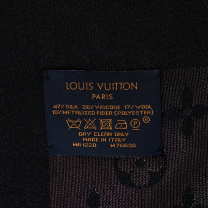 Louis Vuitton Silk Lurex Wool Monogram Shine Shawl Amarante 3 of 3