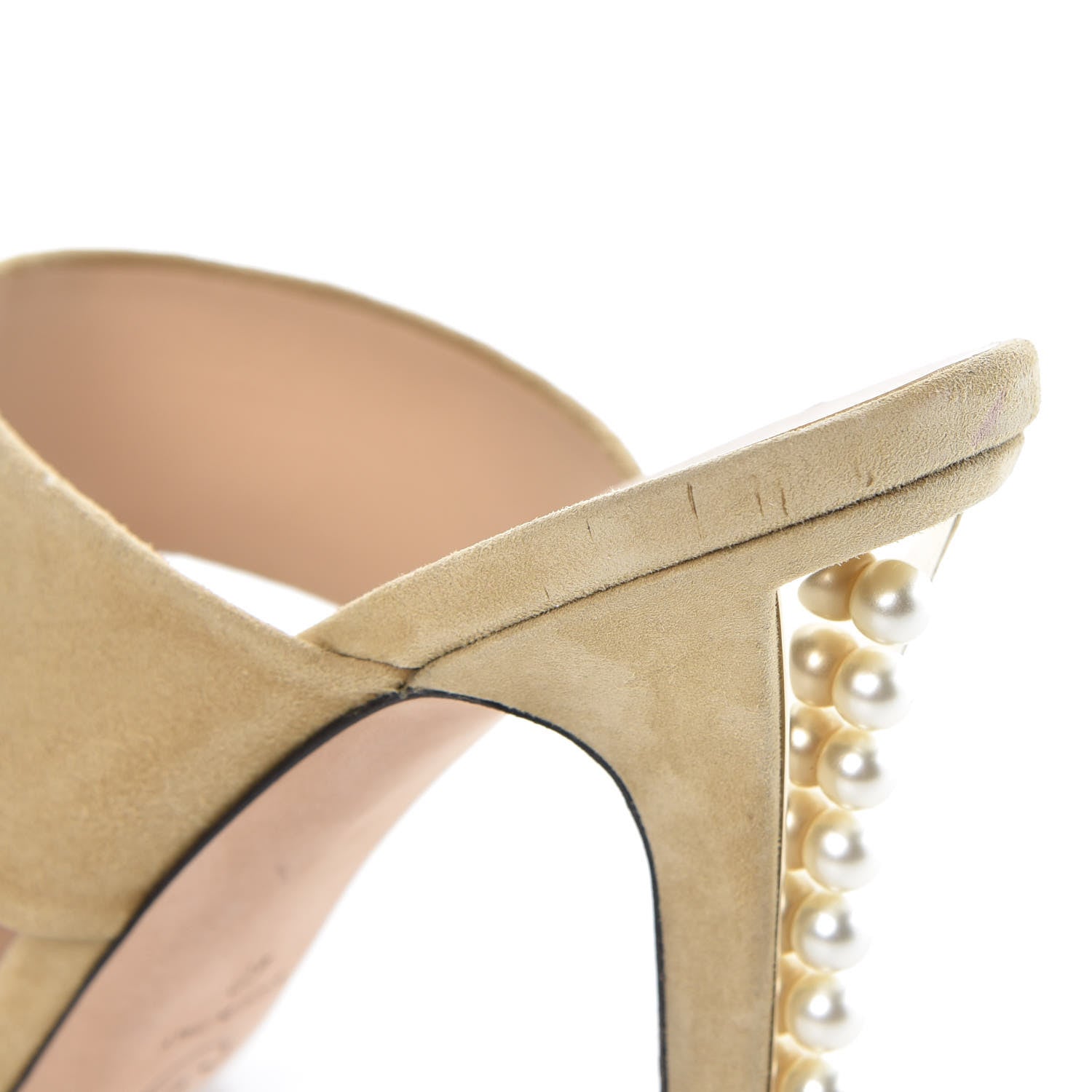 Chanel Suede Pearl Sandals 40 Beige 6 of 9
