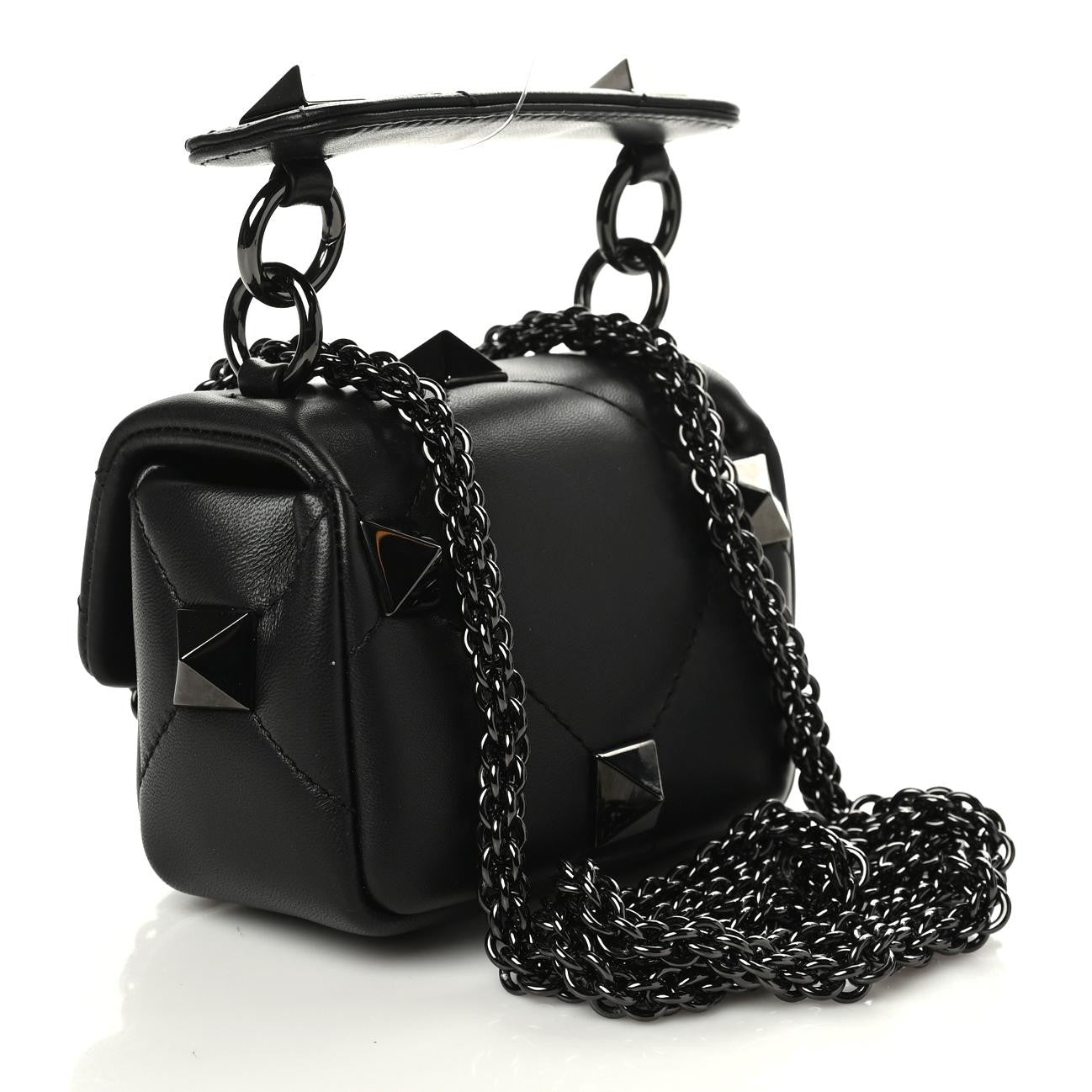 Valentino Garavani Nappa Monochrome Mini Roman Stud The Shoulder Bag Black 3 of 9