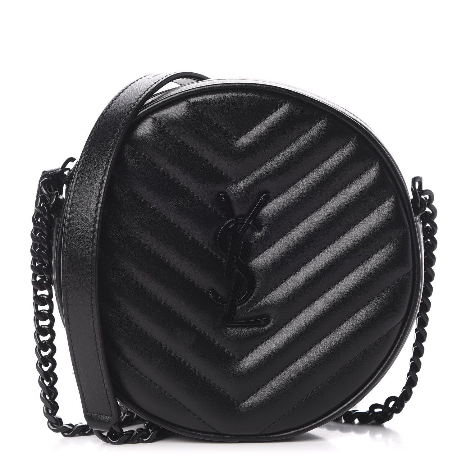 Saint Laurent Calfskin Matelasse Chevron Round Vinyle Camera Bag Black 1 of 12