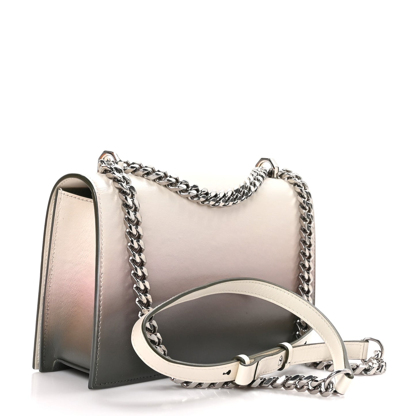 Ombre Calfskin Knuckle Jeweled Satchel Military Multicolor