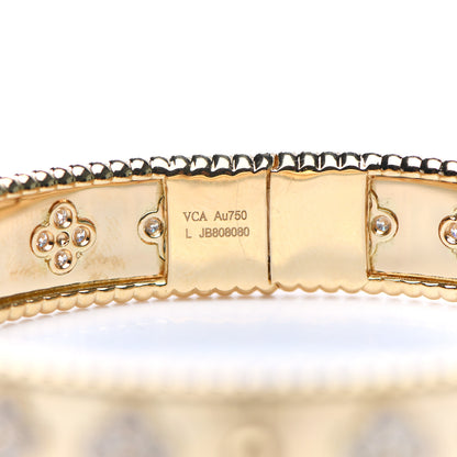 Van Cleef & Arpels 18K Yellow Gold Diamond Perlee Clovers Bangle Bracelet L 3 of 4