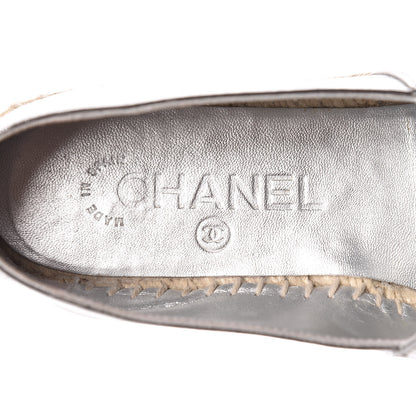 Chanel Laminated Goatskin CC Espadrilles 36 Silver 9 of 10