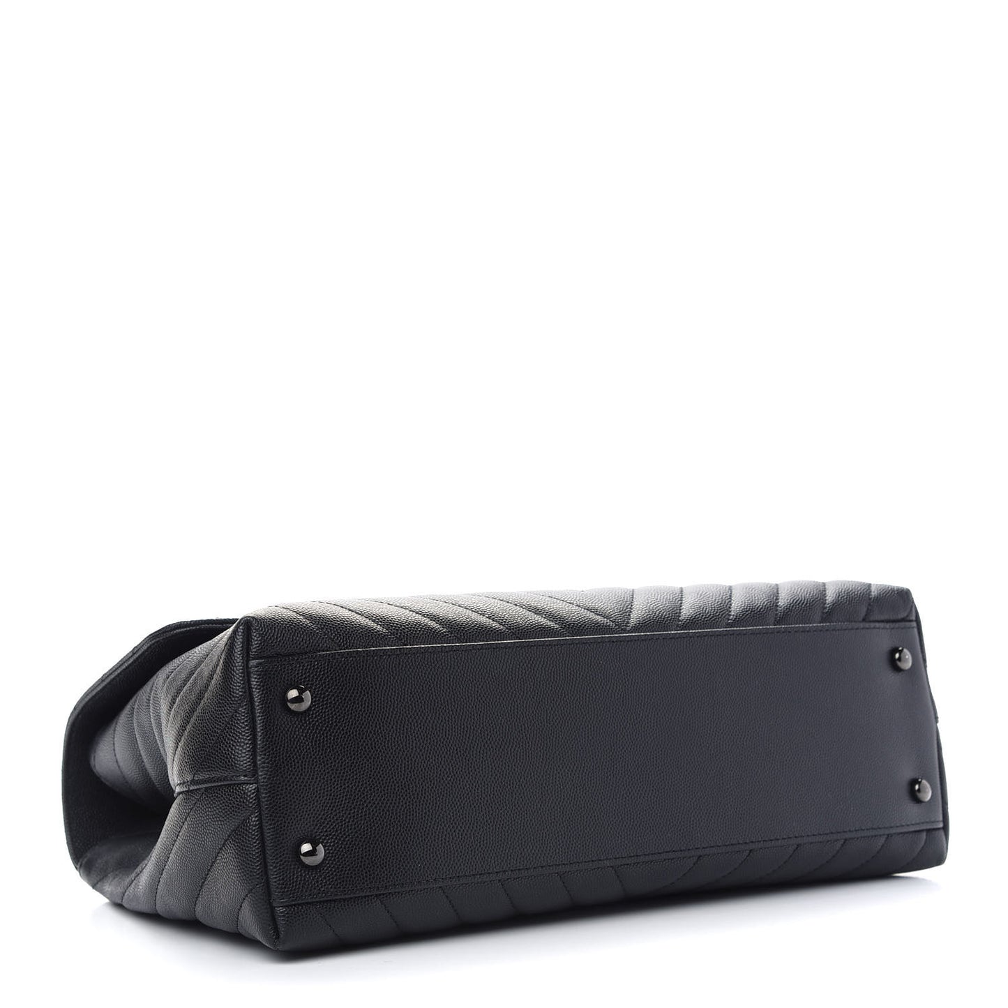 Caviar Chevron Quilted Medium Coco Handle Flap So Black