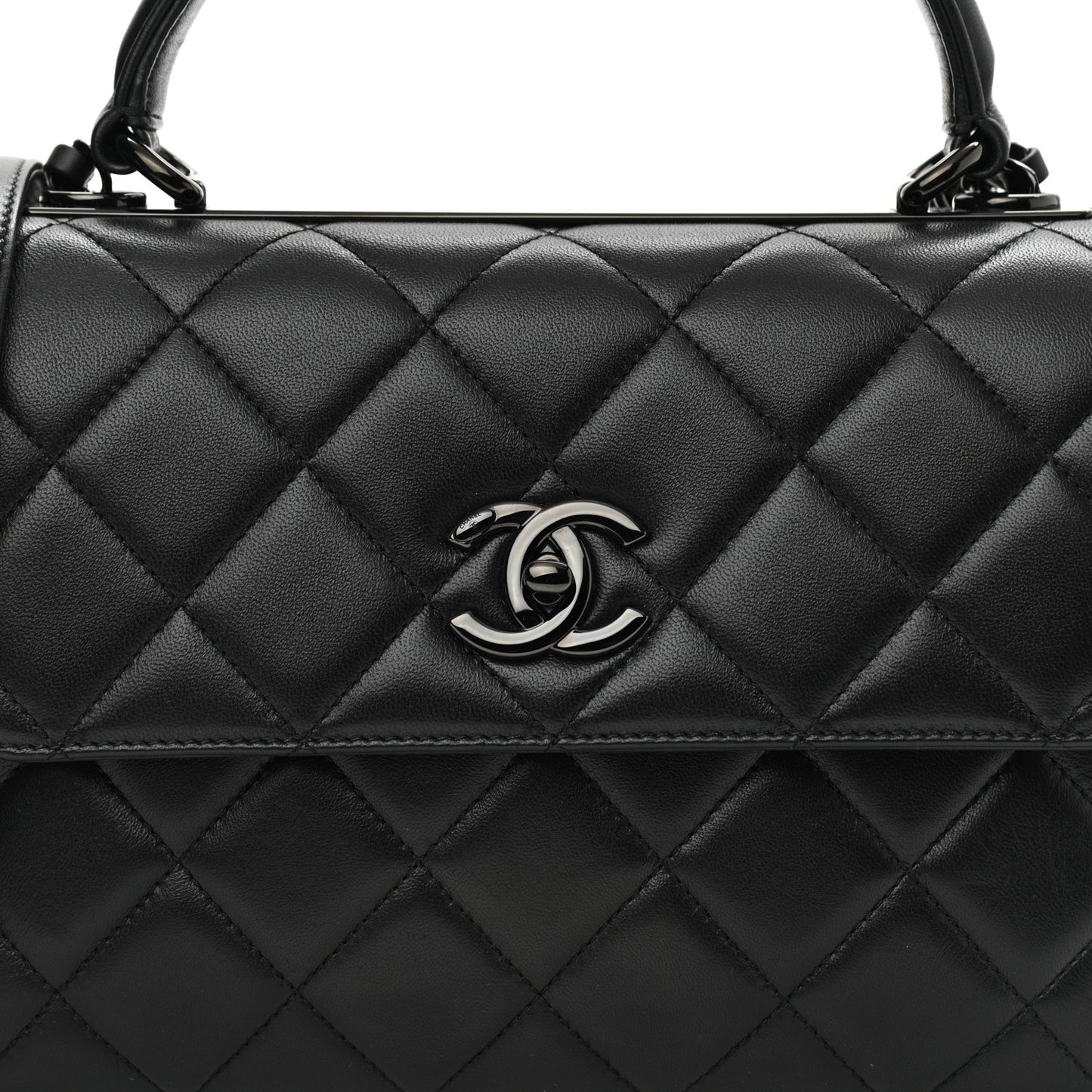 Lambskin Quilted Small Trendy CC Dual Handle Flap Bag So Black