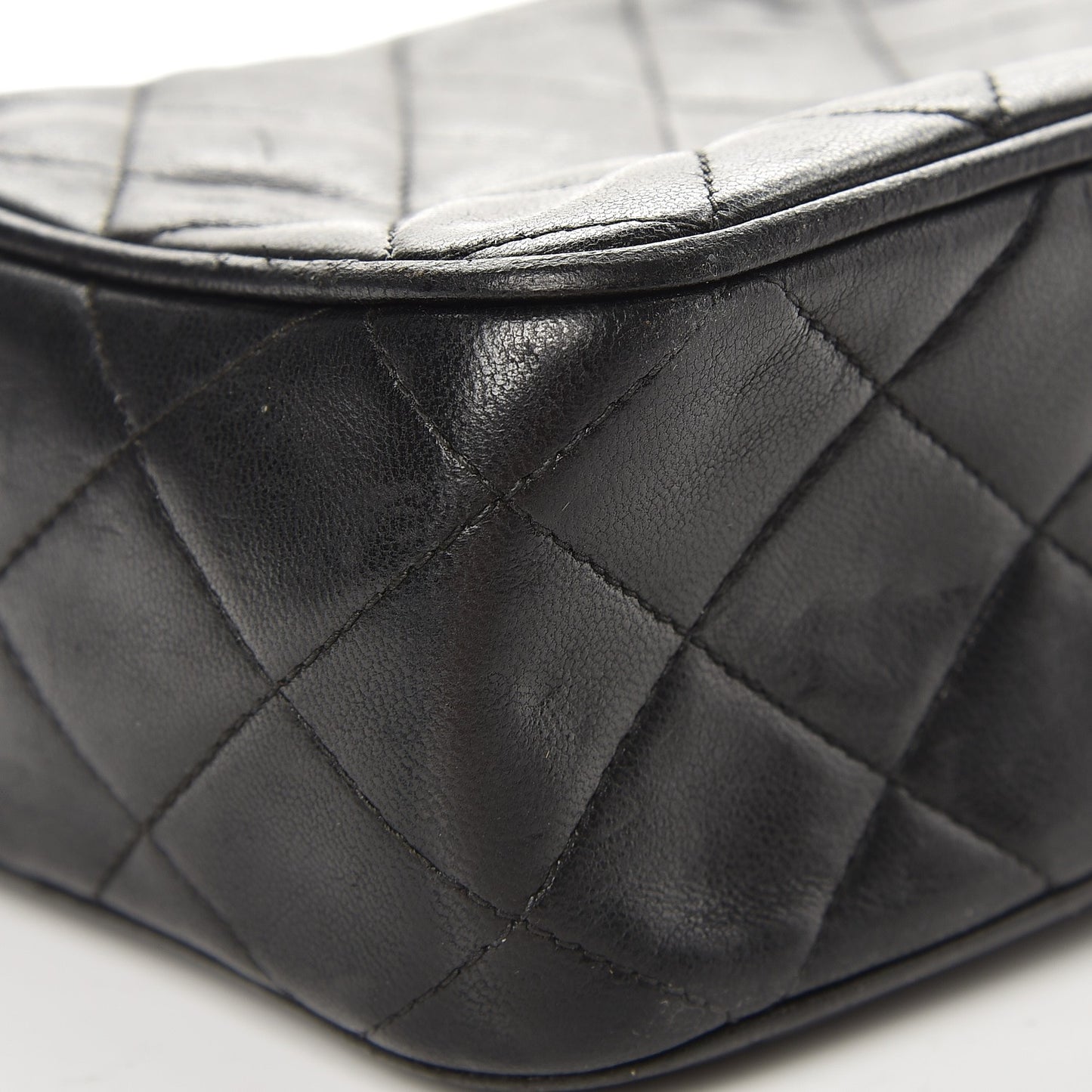 Lambskin Quilted Tassel Camera Case Black