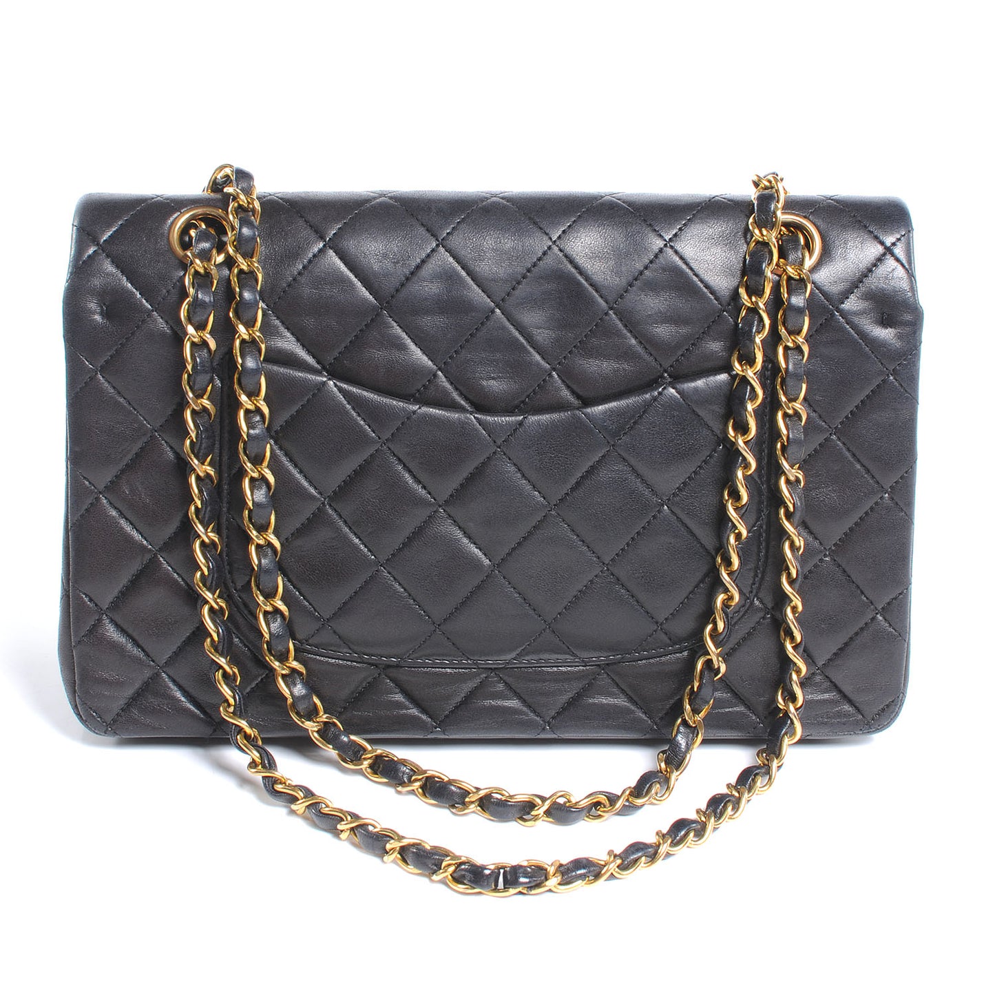 Lambskin Medium Double Flap Black