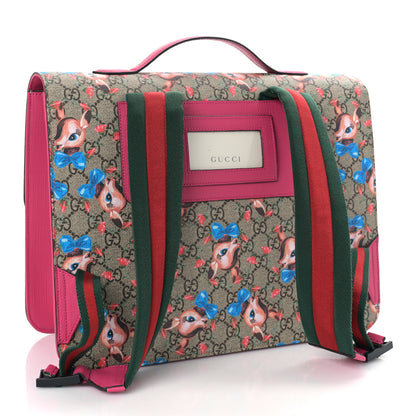 Gucci GG Supreme Monogram Fawn Print Childrens Backpack Pink Multicolor 2 of 8