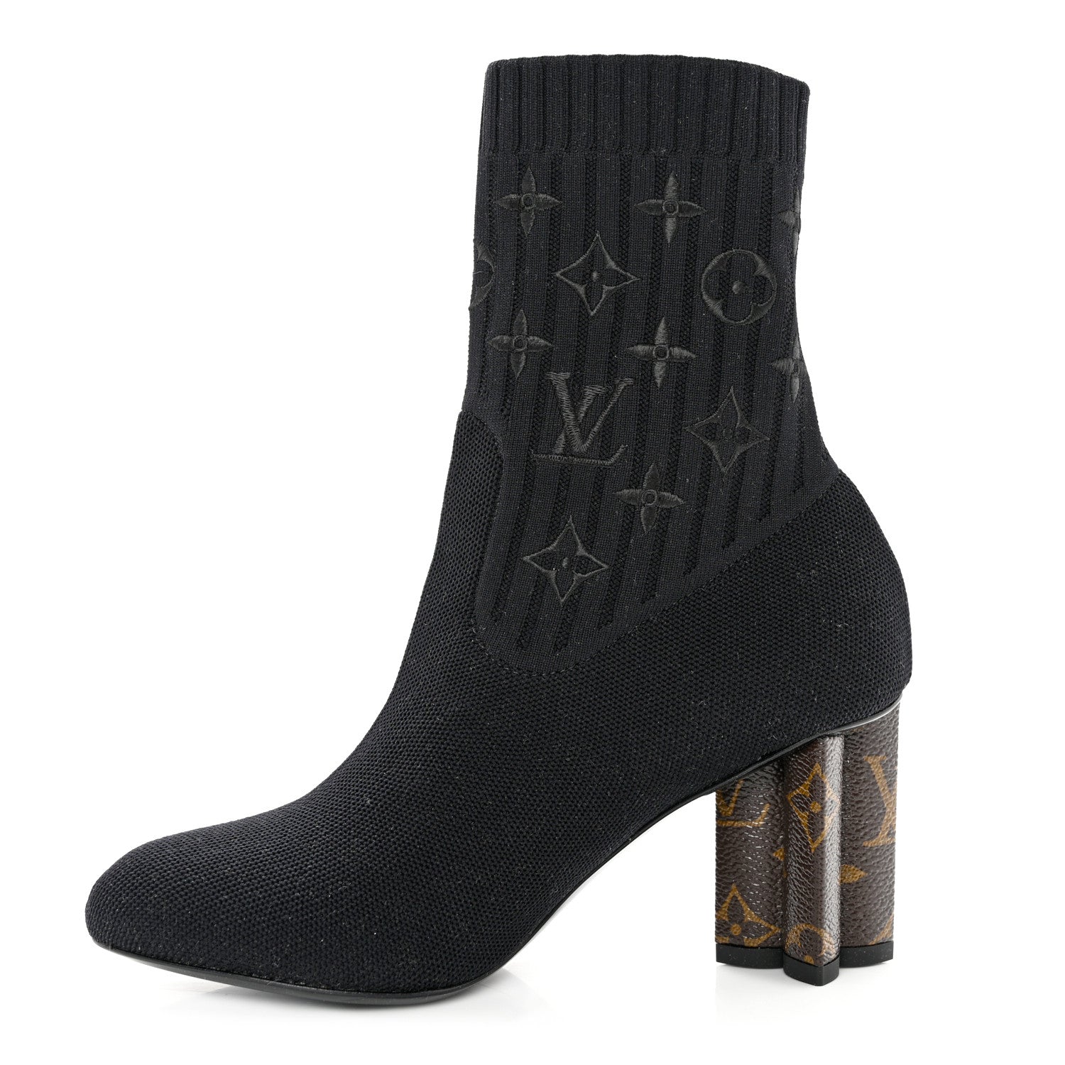 Louis Vuitton Monogram Stretch Fabric Silhouette Ankle Boots 35 Black 1 of 8