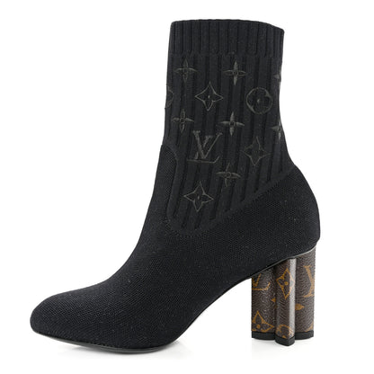Louis Vuitton Monogram Stretch Fabric Silhouette Ankle Boots 35 Black 1 of 8