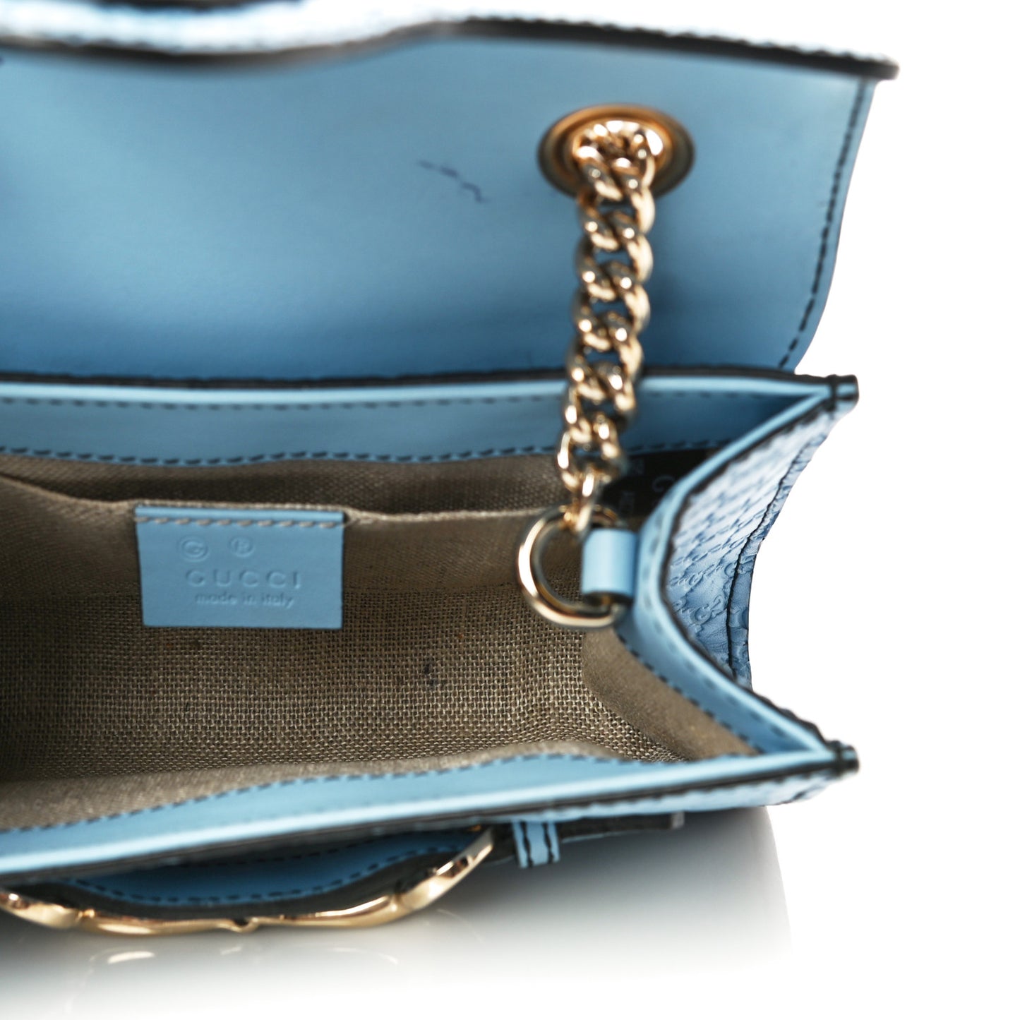 Soft Microguccissima Mini Emily Chain Shoulder Bag Mineral Blue