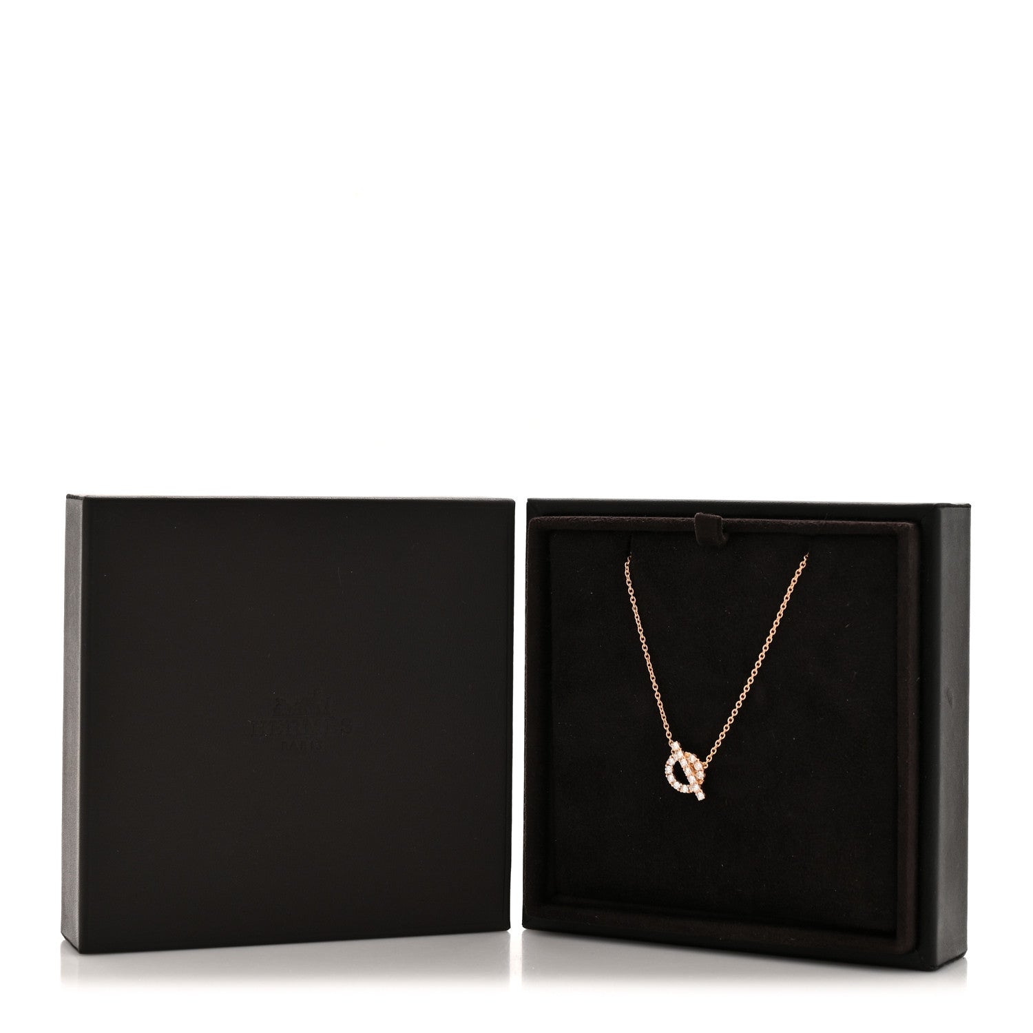 Hermes 18K Rose Gold Diamond Finesse Pendant Necklace 6 of 6