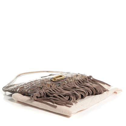 Jimmy Choo Snakeskin Suede Fringe Tita Convertible Clutch 4 of 7