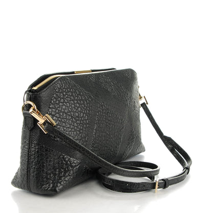 Burberry Signature Grain Calfskin Check Embossed Small Chichester Crossbody Clutch Bag Black 3 of 9