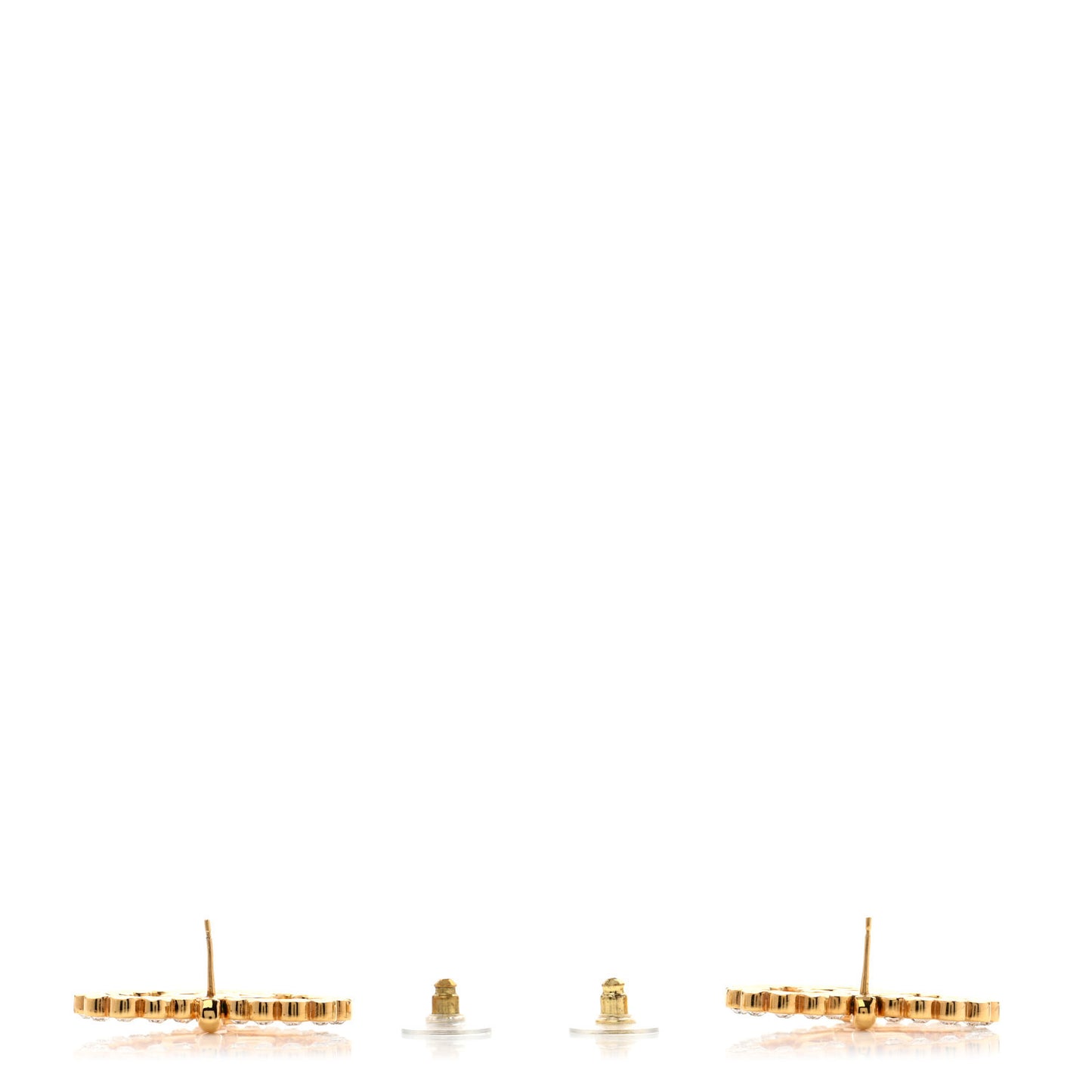 Crystal Heart CC Earrings Gold