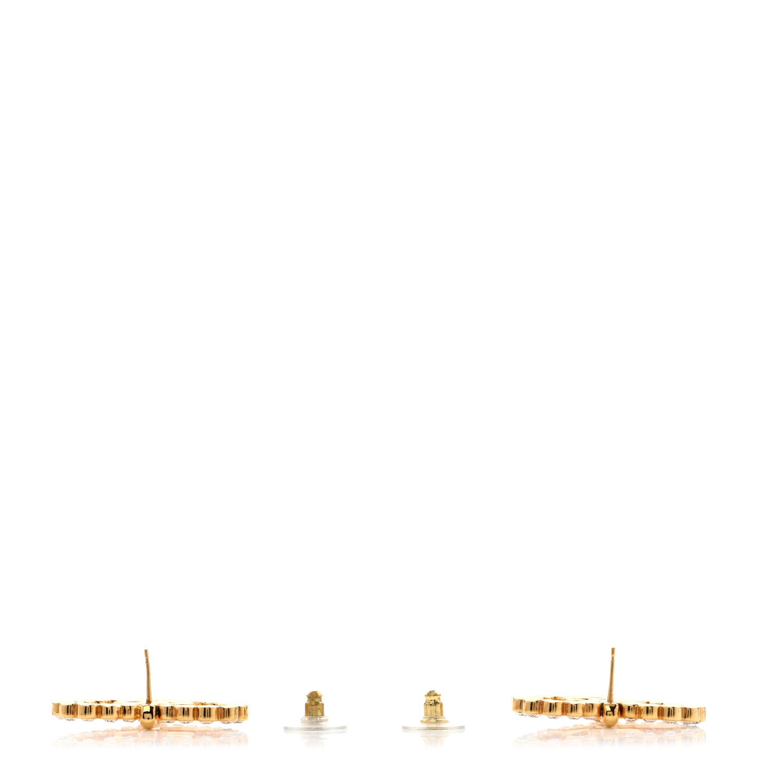 Chanel Crystal Heart CC Earrings Gold 3 of 5